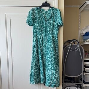 Lucky Brand Teal Floral Midi Dress